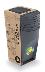 SORTIBOX Odpadkový koš na tříděný odpad 3x35L Antracit - kopie
