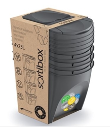 SORTIBOX Odpadkový koš na tříděný odpad 4x25L Antracit - kopie