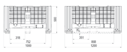 Perforovaný plastový paletový box 1200 × 1000 × 580 mm – 4 nohy