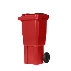 Plastová popelnice 60 l červená - hranatá s kolečky