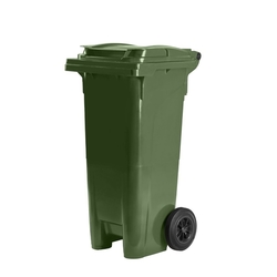 Plastová popelnice 80 l zelená - hranatá s kolečky 