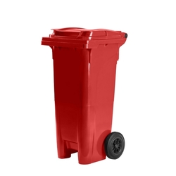 Plastová popelnice 80 l červená - hranatá s kolečky