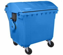 Plastový kontejner 1 100 l modrý kulaté víko