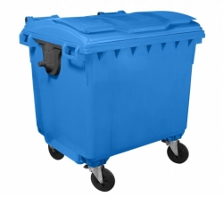Plastový kontejner 1 100 l modrý ploché víko