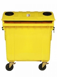 Plastový kontejner 1 100 l žlutý kulaté víko s vhozem