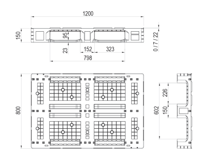 Plastová EURO paleta 1200 × 800 mm pro vysoké zatížení - mřížovaná