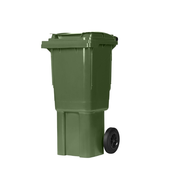 Plastová popelnice 60 l zelená - hranatá s kolečky