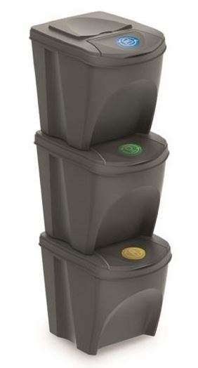 SORTIBOX Odpadkový koš na tříděný odpad 3x25L Antracit