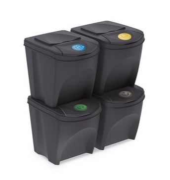 SORTIBOX Odpadkový koš na tříděný odpad 4x25L Antracit - kopie