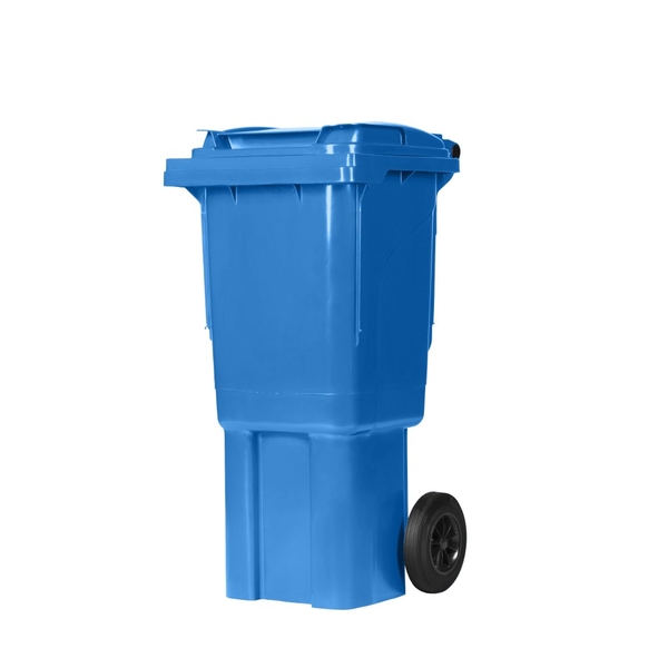 Plastová popelnice 60 l modrá - hranatá s kolečky