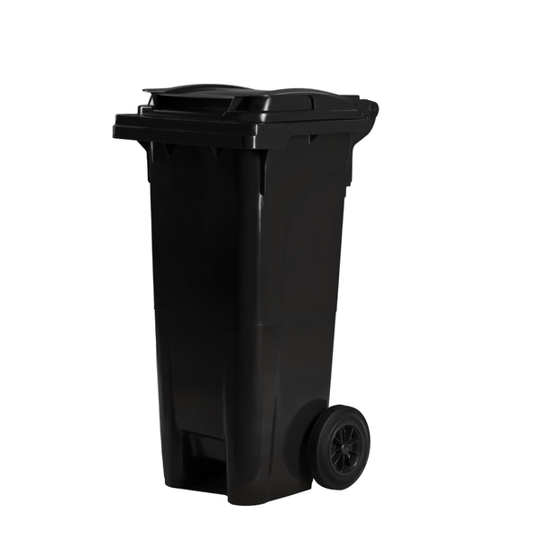 Plastová popelnice 80 l černá - hranatá s kolečky