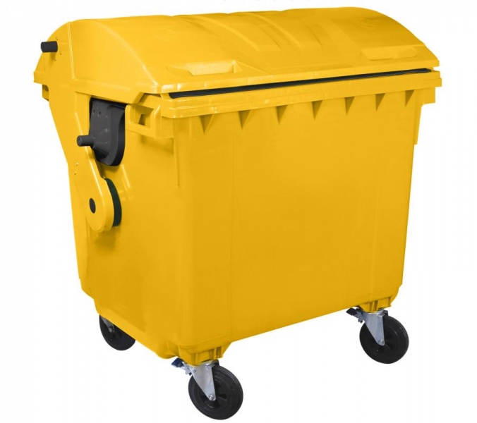 Plastový kontejner 1 100 l žlutý kulaté víko